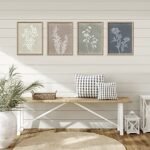 Set of 4 Framed Boho Wall Art - Minimalist Botanical Prints for Rustic Farmhouse Decor (Brown, 12x16) - Image 3
