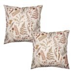 Wnoesat Burnt Orange Fall Floral Pillow Covers 20x20 Set of 2 Seasonal Autumn Wildflower Rustic Outdoor Throw Pillow Covers Thanksgiving Cushion Case for Farmhouse Living Room Decor