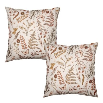 Wnoesat Burnt Orange Fall Floral Pillow Covers 20x20 Set of 2 Seasonal Autumn Wildflower Rustic Outdoor Throw Pillow Covers Thanksgiving Cushion Case for Farmhouse Living Room Decor