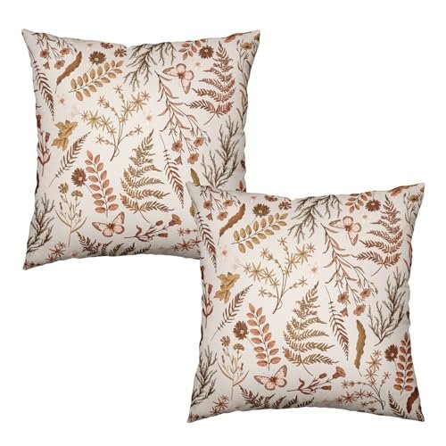 Burnt Orange Floral Pillow Covers, 20x20 Set of 2 – Wnoesat Burnt Orange Fall Floral Pillow Covers 20x20 Set of 2 Seasonal Autumn Wildflower Rustic Outdoor Throw Pillow Covers Thanksgiving Cushion Case for Farmhouse Living Room Decor