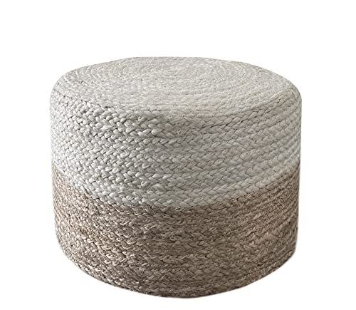51JDXlYRG1L._SL500_.jpg S&L Homes Jute Braided Pouf Ottoman - Hand Knitted Boho Footrest for Living Room, Bedroom, Patio (18"x18"x12") - Image 3