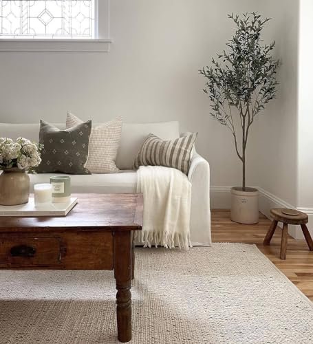51JQKjwiMiL._SL500_.jpg S & L Homes Handwoven Jute Cotton Area Rug for Living Room - 8' x 10' Rustic Bohemian Decor - Image 9