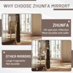 ZHUNFA 71x32 Arched Full-Length Mirror with Solid Wood Frame for Bedroom & Living Room, Brown Finish. - Image 5