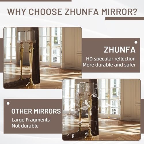 51JjebqcJxL._SL500_.jpg ZHUNFA 71x32 Arched Full-Length Mirror with Solid Wood Frame for Bedroom & Living Room, Brown Finish. - Image 5
