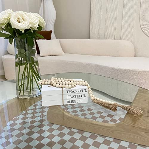 51JmbvJFnEL._SL500_.jpg Decorative White Faux Books for Home Decor - Rustic Farmhouse Stacked Display (Thankful Grateful Blessed) - Image 5