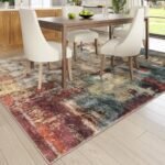 Lahome Modern Abstract 9x12 Area Rug: Washable, Low-Pile, Non-Slip Red Carpet for Bedroom & Dining Room Decor. - Image 6