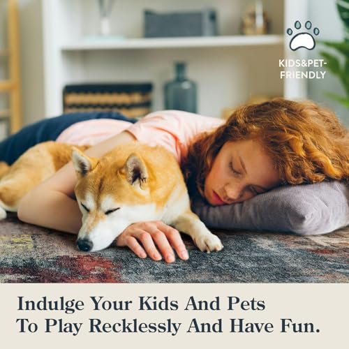 51Kw16krIoL._SL500_.jpg Lahome Modern Abstract 9x12 Area Rug: Washable, Low-Pile, Non-Slip Red Carpet for Bedroom & Dining Room Decor. - Image 5