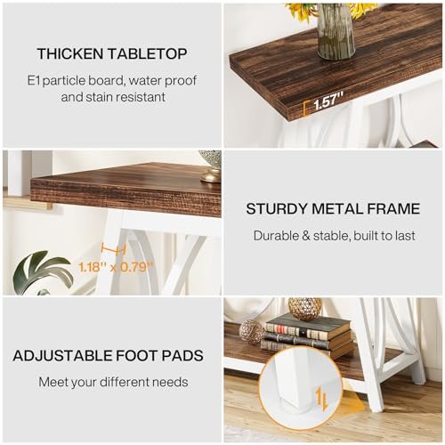51LfCBGcTHL._SL500_.jpg Tribesigns 70.9" Extra Long Industrial Console Table with 2-Tier Storage for Living Room & Hallway, White & Brown. - Image 7