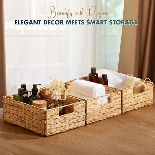 51LfMlUwb4L._SL500_.jpg BLUEWEST Water Hyacinth Storage Baskets (Set of 6) – Stylish, woven organizers with handles for laundry and shelf storage. - Image 6
