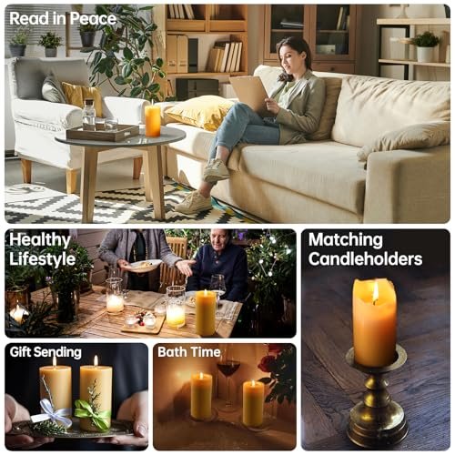 51M5FZNi2fL._SL500_.jpg 4-Pack Natural Beeswax Candles: Long-Lasting 140-Hour Burn Time, Smokeless & Dripless, Organic Pillar Candles for Home Use. Perfect Emergency Light! - Image 4