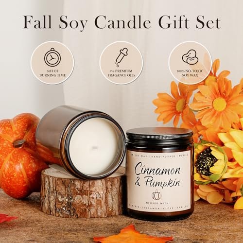 51MRqsXJXdL._SL500_.jpg Cinnamon & Pumpkin Scented Candle – 7 oz Cozy Fall Candle for Home, Perfect Autumn Décor & Gifts. - Image 4