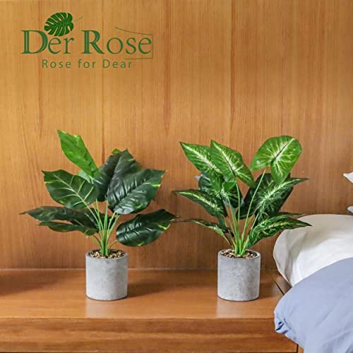 51MtXwAGLCL._SL500_.jpg Der Rose 2 Pack of Fake Tropical Plants - Artificial Indoor Decor for Home & Office, Sage Green - Image 3