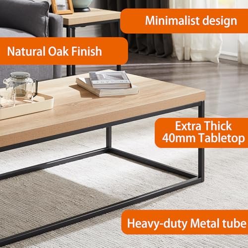 51Npngk65OL._SL500_.jpg CENSI 18-Inch Natural Oak Accent Table: Modern Industrial Square Side Table in Metal & Wood. - Image 4