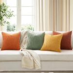 MIULEE Set of 4 Burnt Orange Boho Striped 18x18-Inch Corduroy Pillow Covers for Couch & Sofa Decor - Image 7