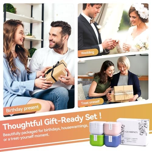 51O93E9saL._SL500_.jpg 4-Pack Scented Soy Wax Candles | 10% Essential Oil | Lavender, Gardenia, Lilac, Vanilla Aromatherapy Candles - Image 6