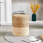 Wimarsbon 2-Pack Seagrass Pouf Ottomans: Handwoven Boho Footstools for Living Room Decor - Image 4