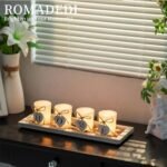 Romadedi Rustic Wooden Candle Holder Set - 4 Glass Tealight Holders for Home Decor, Perfect for Living Room and Gifts. - Image 4