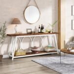Tribesigns 70.9" Extra Long Industrial Console Table with 2-Tier Storage for Living Room & Hallway, White & Brown. - Image 3