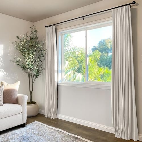 51QBN2-dnL._SL500_.jpg INOVADAY 100% Blackout Curtains - 84" Long Linen Drapes, Thermal Insulated for Bedroom & Living Room, 2 Panels Beige. - Image 4
