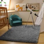 Ophanie Non-Slip Grey Shag Area Rug for Living Room & Bedroom - 4x6 Fluffy Plush Carpet for Kids & Home Decor - Image 6