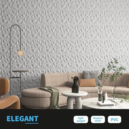 51QzCDS5qLL._SL500_.jpg Art3d 33-Pack 3D Wall Panels, 12x12 inch White Diamond Design for Modern Gaming Room Decor. - Image 3