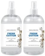 SMELLS BEGONE Air Freshener Home and Linen Spray - Odor Eliminator - Made with Essential Oils - Fresh Cotton Scent - 2 Pack - 16 Ounce