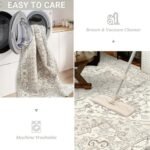 Befbee 8x10 Beige Area Rug: Washable, Stain-Resistant Vintage Design for Living & Dining Rooms. Non-Slip. - Image 6