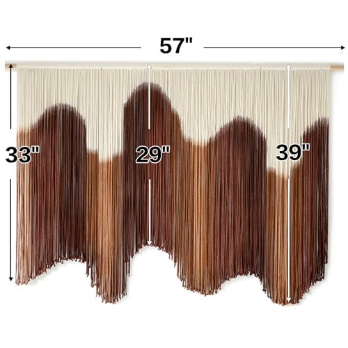 51UYuLpi6DL._SL500_.jpg IOWER Large Brown Dip-Dyed Macrame Wall Hanging - Handmade Boho Fiber Art for Bedroom & Living Room (57"W x 39"L) - Image 4