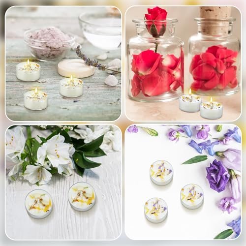 51V-K8oOh9L._SL500_.jpg Honoson 12-Pack Scented Tealights with Dried Flowers – 4 Floral Scents for Weddings & Gifts - Image 4