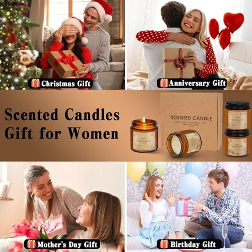 51VUgn7I5BL._SL500_.jpg 4-Pack Scented Soy Wax Candles in Amber Jars – Perfect Gift Set for Women for Birthdays, Valentine's, or Mother's Day - Image 6