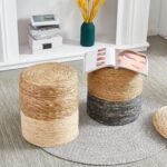 Wimarsbon 2-Pack Seagrass Pouf Ottomans: Handwoven Boho Footstools for Living Room Decor - Image 5