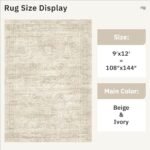 9x12 Non-Slip Vintage Area Rugs – Machine Washable, Lightweight Beige Rugs for Living Room, Bedroom, Dining Room, Home Office - Image 4