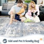 8x10 Washable Abstract Area Rug - Soft, Non-Slip, Stain-Resistant for Living Room, Bedroom, and Playroom (Blue) - Image 3