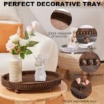 Wooden Decorative Tray - 16x11.8in Rustic Wood Beaded Tray for Living Room, Kitchen, and Bath Decor - Image 3