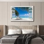 Tropical Beach Canvas Art: Palm Tree Wall Decor for Living Room & Bedroom - Coastal Ocean Print - Image 3