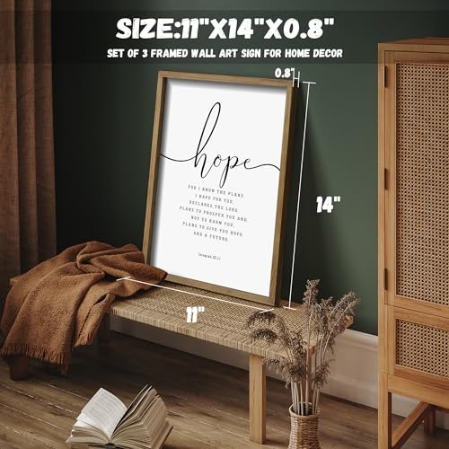 51XWVowo9L._SL500_.jpg Houmury Set of 3 11"x14" Framed Farmhouse Bible Verses Wall Art for Christian Home Decor - Image 6