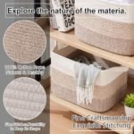 OIAHOMY Storage Baskets - Set of 3 Woven Cotton Rope Baskets for Toys & Bathroom Towels in Gradient Yellow - Image 5