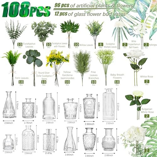 51YYH6FoceL._SL500_.jpg KOPWVA 108-Piece Artificial Flowers & Vases Set for DIY Centerpieces, Weddings, and Indoor Decor. - Image 2