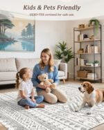 Miukiki 8x10 Moroccan Area Rug: Washable, Non-Slip, Soft Indoor Carpet for Living Room, Bedroom, Dining Room (Grey) - Image 6