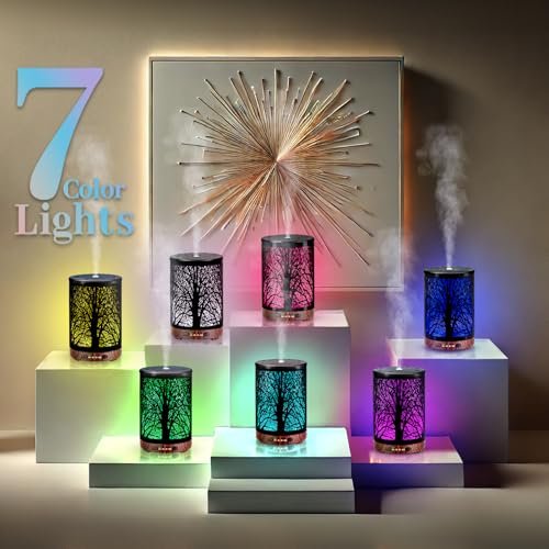 51ZDPJVLwEL._SL500_.jpg JOYOLO 120ML Essential Oil Diffuser: Metal Aromatherapy Diffuser with Auto Shut-Off, 7 LED Lights for Home, Office, Spa. - Image 2