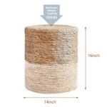 Wimarsbon 2-Pack Seagrass Pouf Ottomans: Handwoven Boho Footstools for Living Room Decor - Image 3