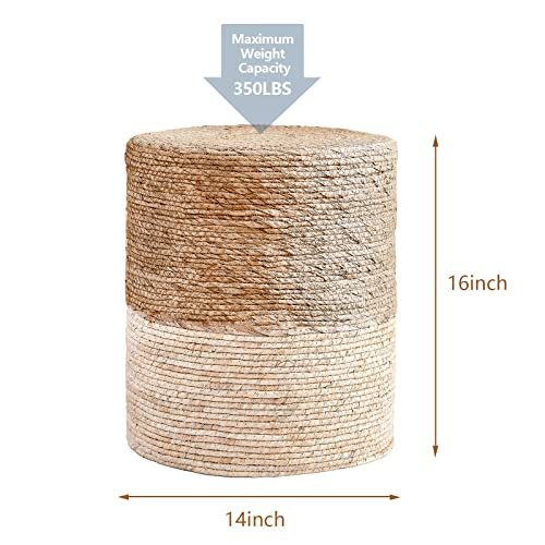 51ZgKq3exjL._SL500_.jpg Wimarsbon 2-Pack Seagrass Pouf Ottomans: Handwoven Boho Footstools for Living Room Decor - Image 3