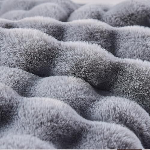 51adwJGDW7L._SL500_.jpg BENVWE Soft Fluffy Faux Fur Throw Blanket, Luxurious Light Grey Minky, 63" x 80", Perfect Cozy Gift for Women - Image 6