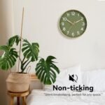 Roymnie 8-Inch Green Silent Wall Clock – Modern Battery-Operated Non-Ticking Decor for Kitchen, Office, Bathroom, Bedroom (Gold) - Image 5