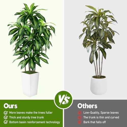 51b-UIU0giL._SL500_.jpg 5FT Artificial Dracaena Tree with White Planter - Perfect for Home & Office Decor, Ideal Housewarming Gift! - Image 3