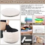 Teenyyou 2-Pack Faux Rabbit Fur Unstuffed Pouf Covers - 20x15 Inch Ottoman Foot Rest, Beige - Image 3