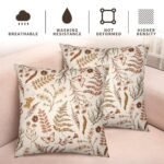 Burnt Orange Floral Pillow Covers, 20x20 Set of 2 – Autumn Wildflower Rustic Cushions for Fall Decor. - Image 5