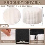 Teenyyou 2-Pack Faux Rabbit Fur Unstuffed Pouf Covers - 20x15 Inch Ottoman Foot Rest, Beige - Image 2
