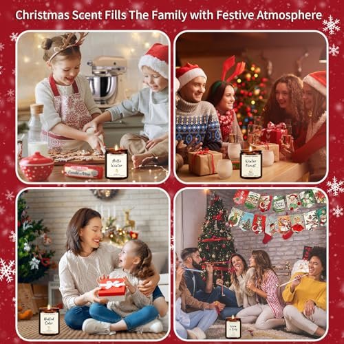 51dVhLx8BL._SL500_.jpg Christmas Scented Candle Gift Set β 4 Winter Soy Candles: Apple Cinnamon, Fir Balsam, Mulled Cider, Sandalwood. Perfect Holiday Gifts for Her! - Image 6