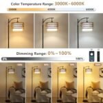 Arc Floor Lamp for Living Room: 3 Color Temperatures, Remote-Controlled, Dimmable Bulb, Boho Style with Rattan Shades - Image 2